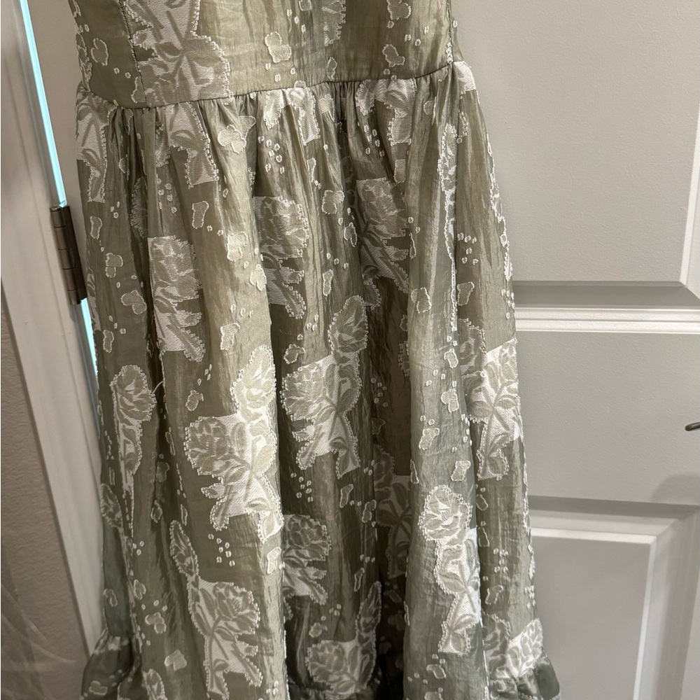 Storia Olive Green Smocked Dress